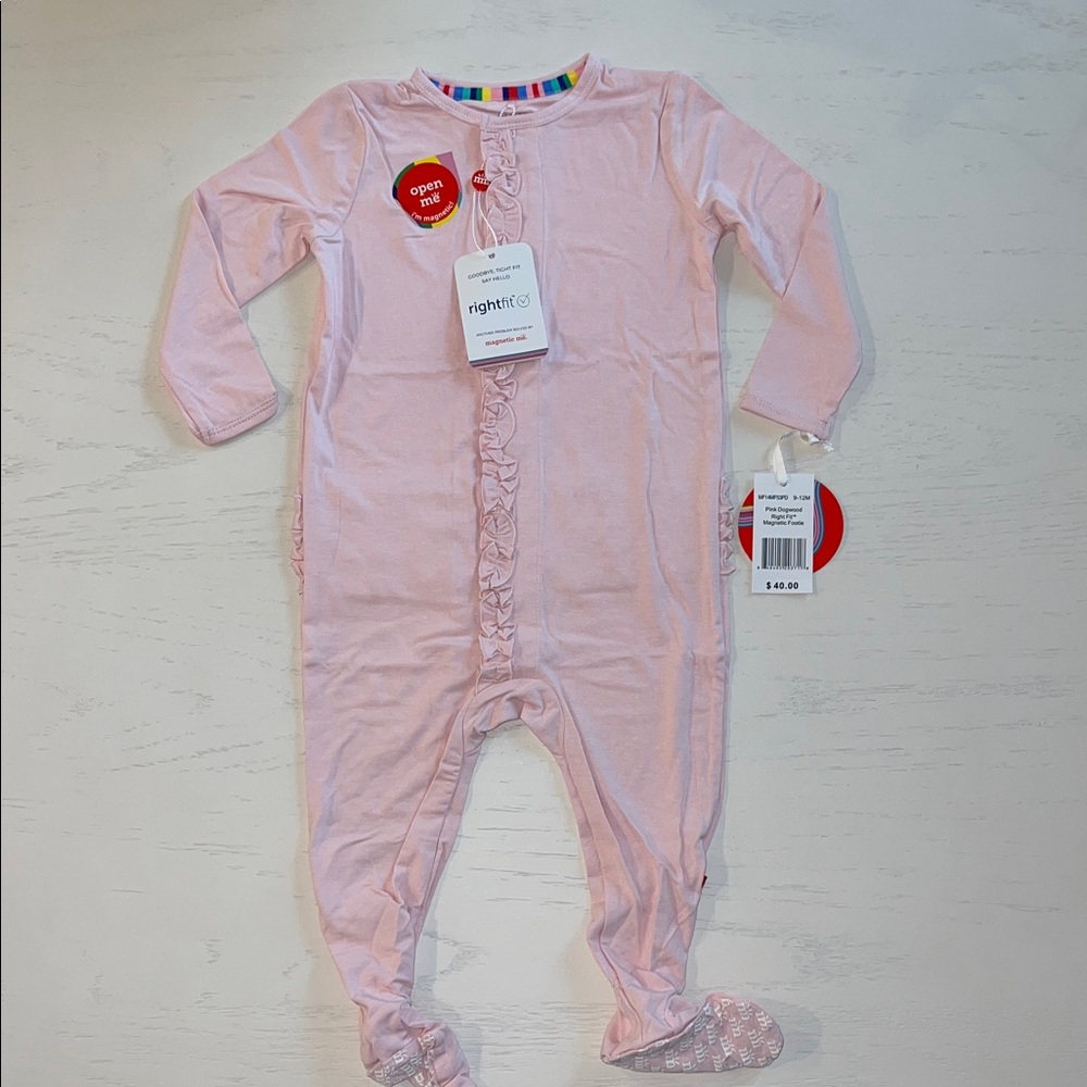 Magnetic Me Pink Ruffle Dogwood Footie 12-18 months